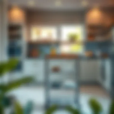 Folding Service Cart in a Contemporary Kitchen Stylish folding service cart in a contemporary kitchen