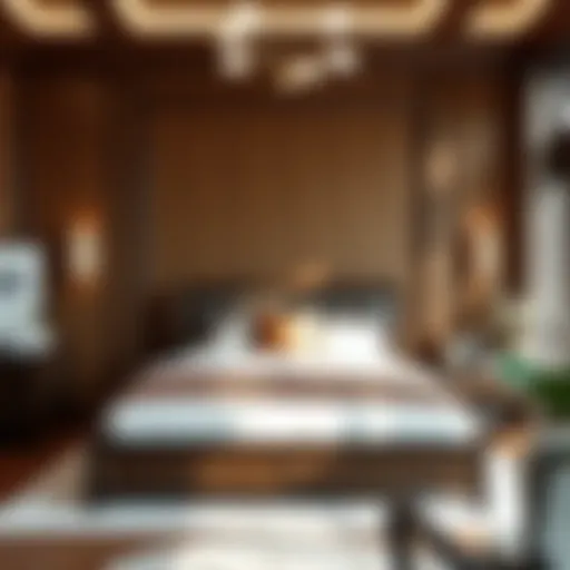 A luxurious three-piece king bedroom set featuring elegant wood finishes.