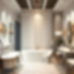 Luxurious bathroom featuring a wide shower curtain