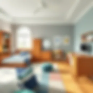 Stylish Youth Room Arrangement Stylish arrangement of youth furniture in a bedroom