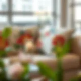 Elegant floral throw pillows on a modern couch