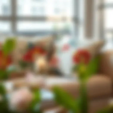 Elegant Floral Accents for Modern Interiors Elegant floral throw pillows on a modern couch