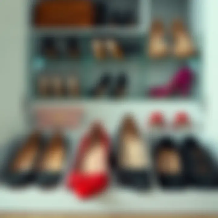 Organizational layout of high heels in custom storage