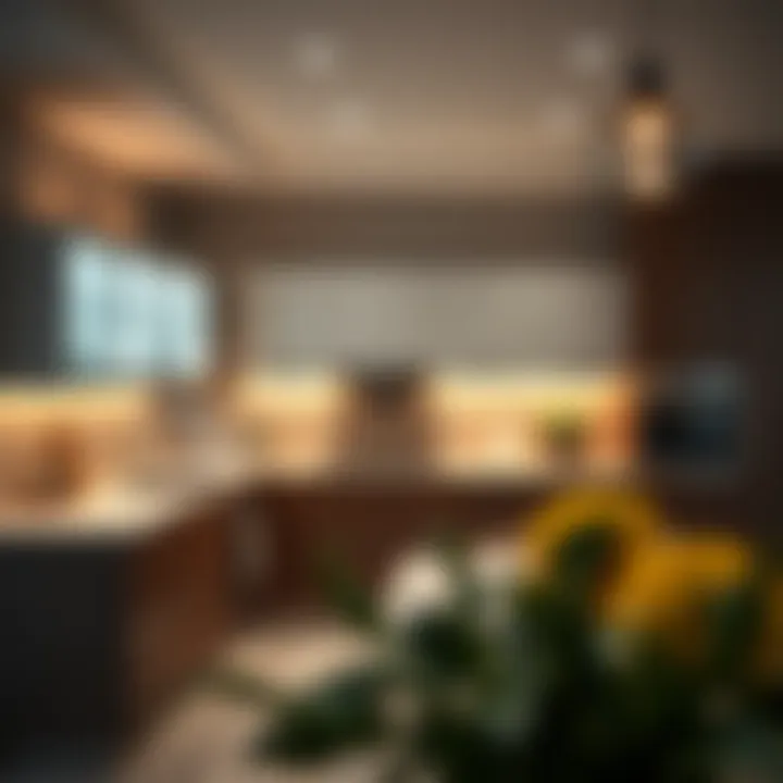 Contemporary Kitchen Illumination Contemporary kitchen showcasing the interplay of light and space