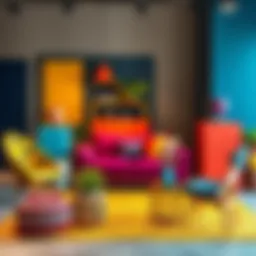 An innovative pop up shop display showcasing vibrant colors and creative arrangement