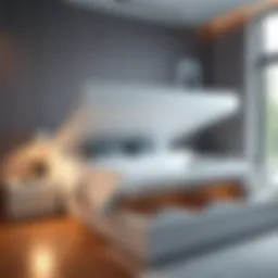 Stylish underbed storage boxes integrated into a modern bedroom setting.