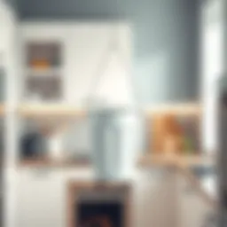 Stylish hanging trash can mounted in a modern kitchen setting