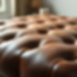 Elegant leather ottoman cover showcasing rich texture
