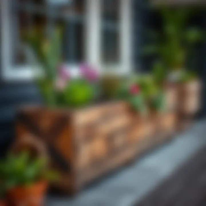 DIY long outdoor planter box showcasing sustainable materials