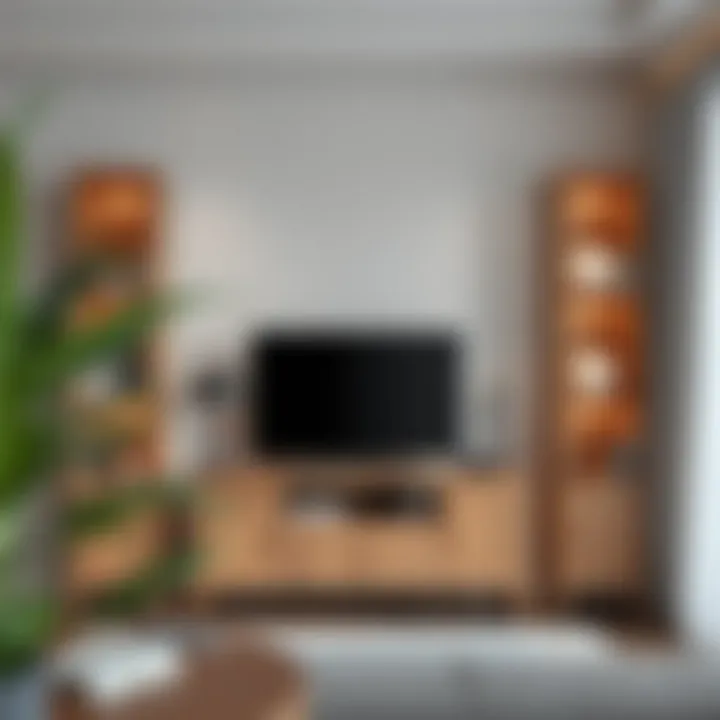 Maintenance tips illustrated for a dual-purpose TV stand and bookshelf