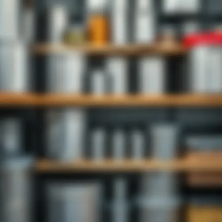 Organized Bulk Food Storage A collection of different metal storage containers organized on shelves
