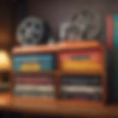 Colorful vintage film organizer with retro design
