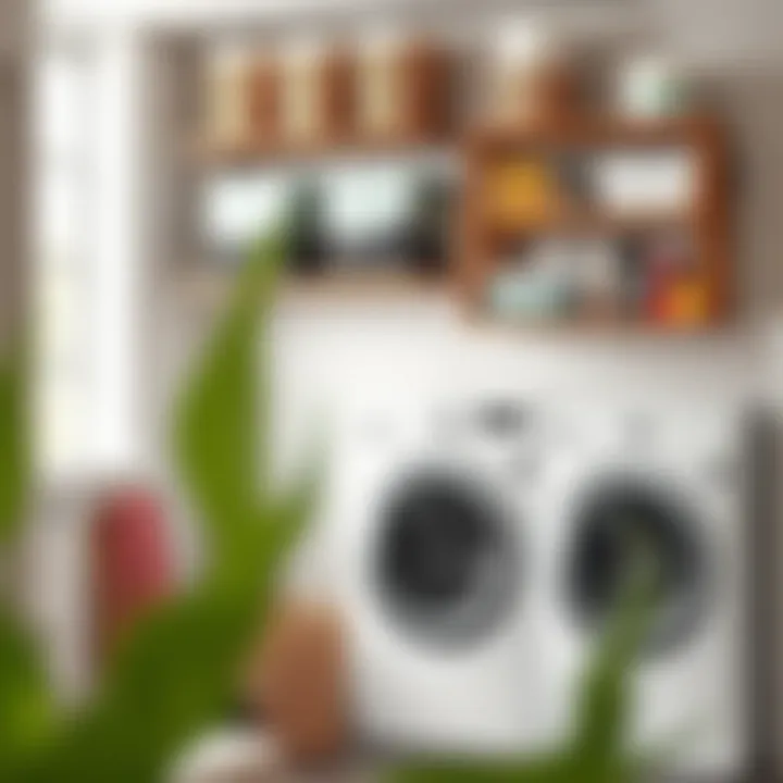 Functional wall-mounted storage solutions displaying various laundry products neatly arranged.