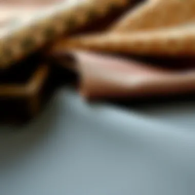 Close-up of fabric swatches for curtains selection