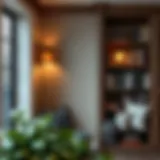 Elegant bookshelf sconces illuminating a cozy reading nook