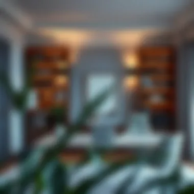 Modern design bookshelf sconces complementing a stylish home office
