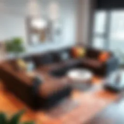 Stylish contemporary sectional couch in a modern living room setting