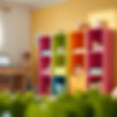 Colorful cubby organizer designed for a child's playroom