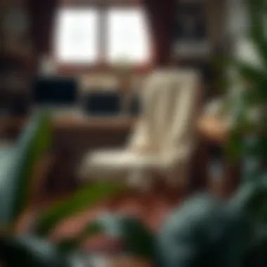 Inviting Atmosphere: Slip Covered Chair in a Workspace Cozy workspace with slip covered chair