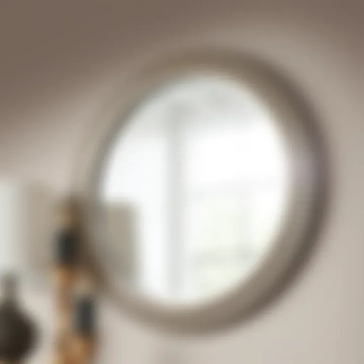 Radiant Reflection: The Beauty of Silver Frame Round Mirrors Close-up of a silver frame round mirror reflecting light