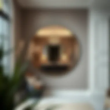 Contemporary Hallway Featuring a Statement Silver Frame Round Mirror Silver frame round mirror as a focal point in a modern hallway