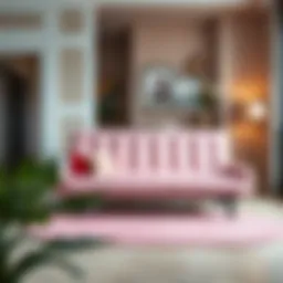 Elegant pink futon mattress in a modern living room