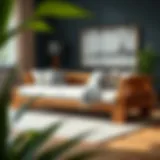 Elegant wood daybed with plush cushions