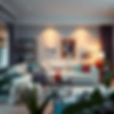 Cozy Living Space with Off-White Sofa and Vibrant Decor Cozy living space featuring an off-white sofa with vibrant decor