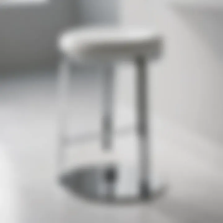 Close-up of white chrome stool showcasing sleek design and finish