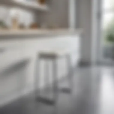 Elegant white chrome stool in a modern kitchen setting