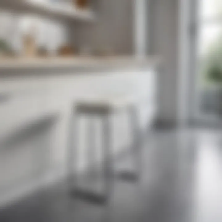 Elegant white chrome stool in a modern kitchen setting