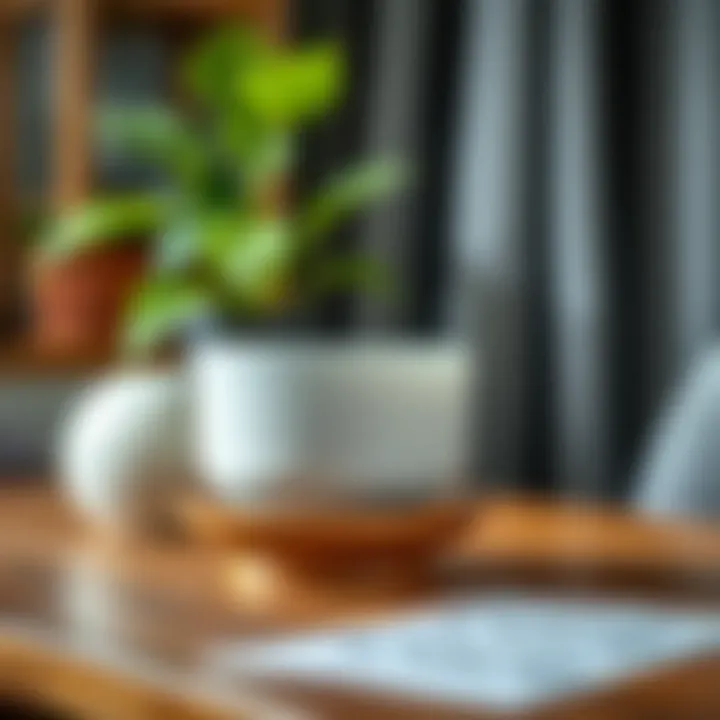 Care Tips for Pot Maintenance Close-up of an 8-inch pot with saucer on a wooden table with care tips