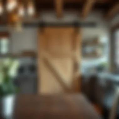 Stylish Barn Door in a Rustic Kitchen Setting Stylish barn door in a rustic kitchen setting