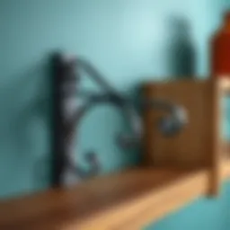 A close-up view of a stylish angle iron shelf bracket showcasing its design and finish.