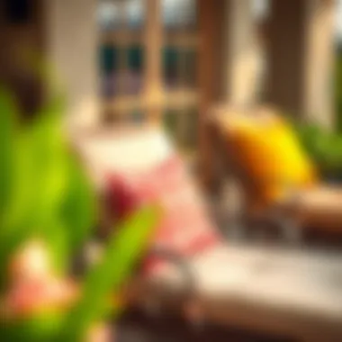 Chic Lounge Chairs with Vibrant Cushions Chic lounge chairs with vibrant cushions for relaxation