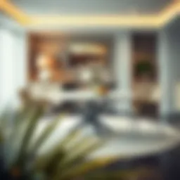 Elegant round dining table showcasing its dimensions in a modern setting