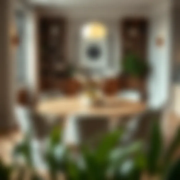 Round dining table in an inviting setting with chairs demonstrating spatial relationships