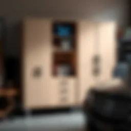 Stylish utility storage cabinet designed for garage organization